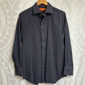 Tallia 100% Cotton Woven Dress Shirt Blue/Maroon 15 1/2 32/33